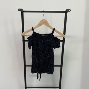 Navy Polka Dot kids  Top with straps and sleeves